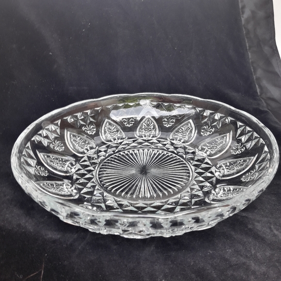 Vintage Serving Tray Clear Glass Crystal Round 12 - Picture 10 of 14